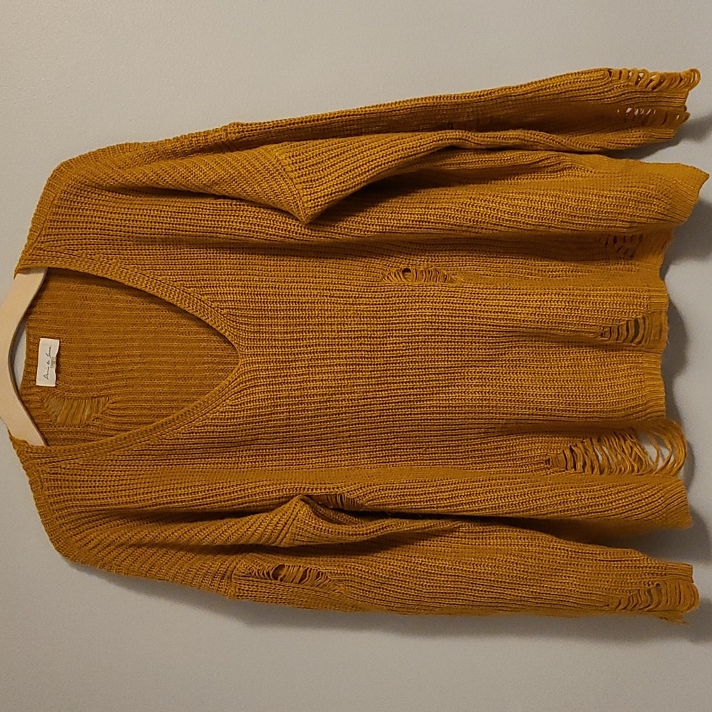 Paris to Jena Mustard Oversized Pullover Sweater